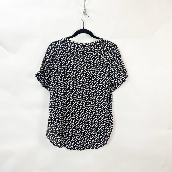 2/$30 Banana Republic Small Womens Black White Polka Dot Popover Blouse Top - Picture 6 of 8